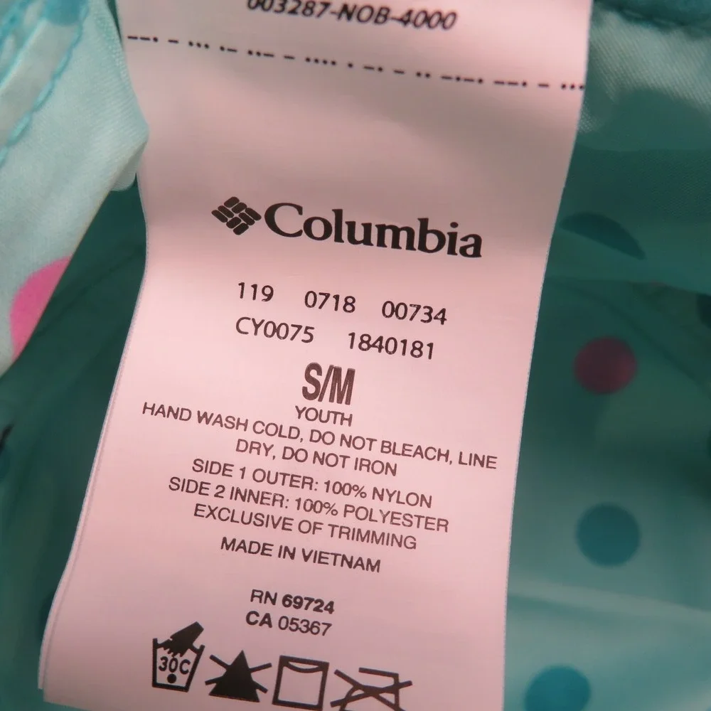Columbia Pixel Grabber Bucket Hat Cap S/M New Green Pink Reversible‎ Youth Kids